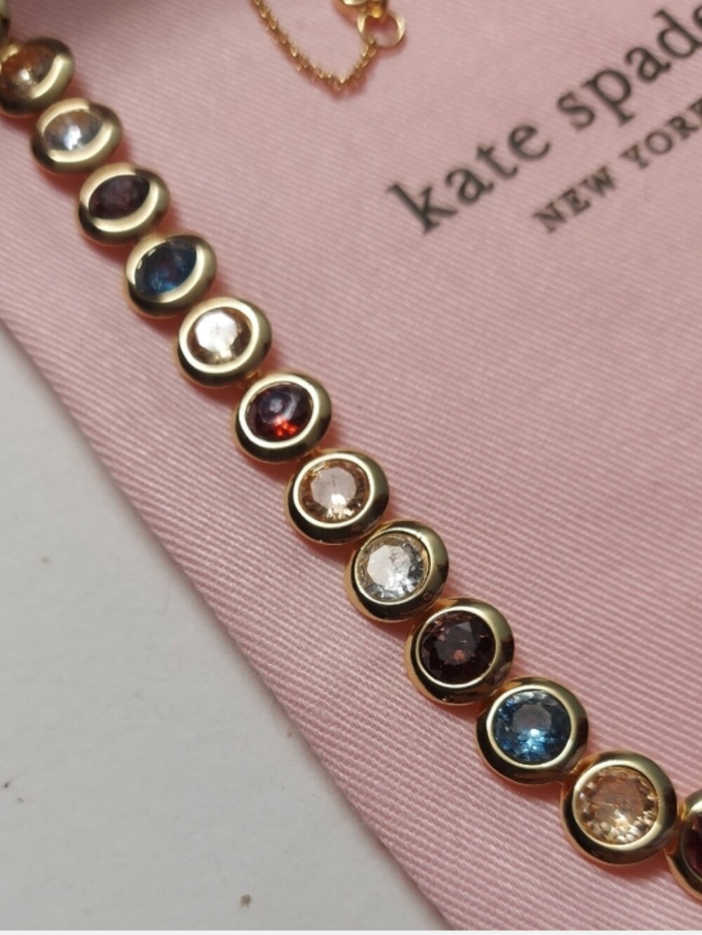 Kate Spade On The Dot Gold Multicolor Crystal Station Necklace Nwt - Picture 7 of 10